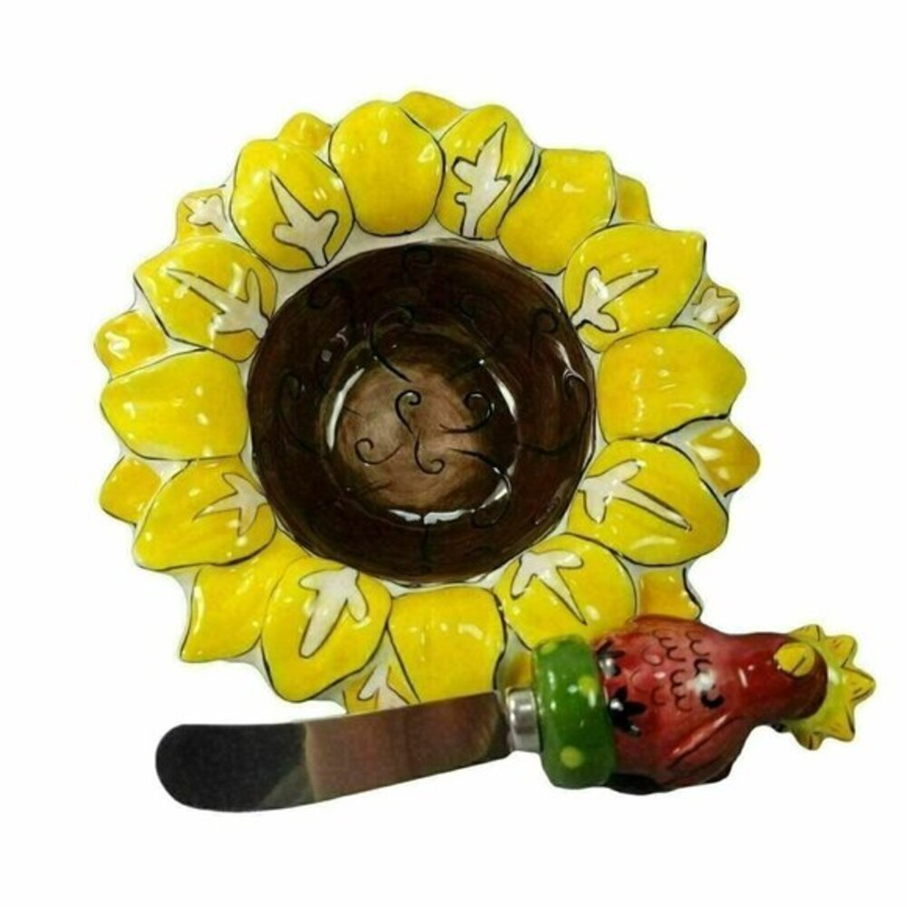 Blue Sky Clayworks Heather Goldminc‎ Sunflower Bowl Spreader BEC6160 2010 READ